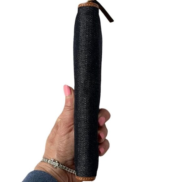 Gucci Denim Leather Trim Zip Around Wallet New - Picture 7 of 12